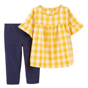 Carter’s Yellow Gingham top with skinny “jeans”, size 12 months, NWT